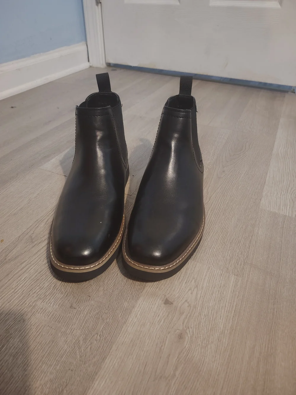 Vostey Men's Black Leather Chukka Boots
